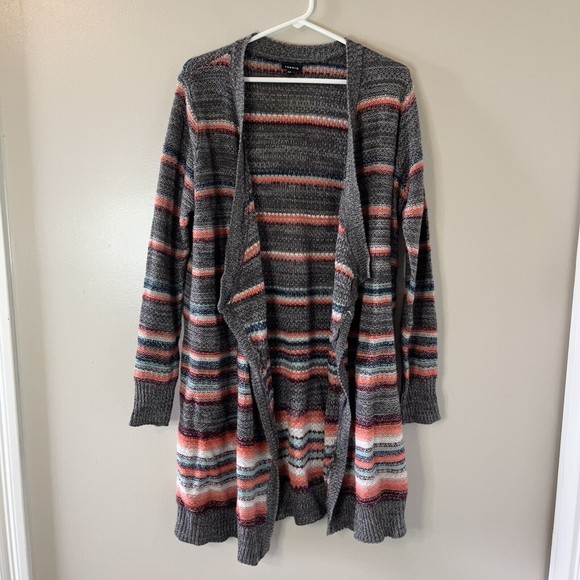 Torrid Long Sweater Cardigan Open Front Duster Multicolor Stripe Size 00… - Picture 1 of 7